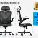 Black Ergonomic Office Chair: Mesh Desk Chair Comfy with Headrest& Lumbar, Pack of 1