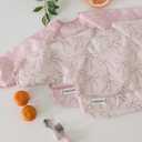 Tiny Twinkle Long Sleeve Bib for Babies & Toddlers | 2-Pack Waterproof Smock Bib for Eating | Machine Washable & Mess-Proof Feeding Essentials | Newborn Shower Gift (Toile,Bows, 6-24M)
