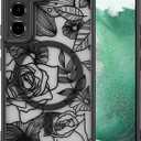 XIZYO Magnetic Case for Samsung Galaxy S22 Plus Floral Rose Flower Cute [Compatible with Magsafe] for Women Girls Aesthetic Pattern Slim TPU Shockproof Bumper Cover, Black
