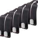 4 Pack Double Car Purse Hook Holds Up to 25 kg / 55 lbs XL Faux Leather with Durable Metal Hook (2.7x2cm)  Perfect Headrest Hooks for Car to Organize Bags and Essentials (Black)