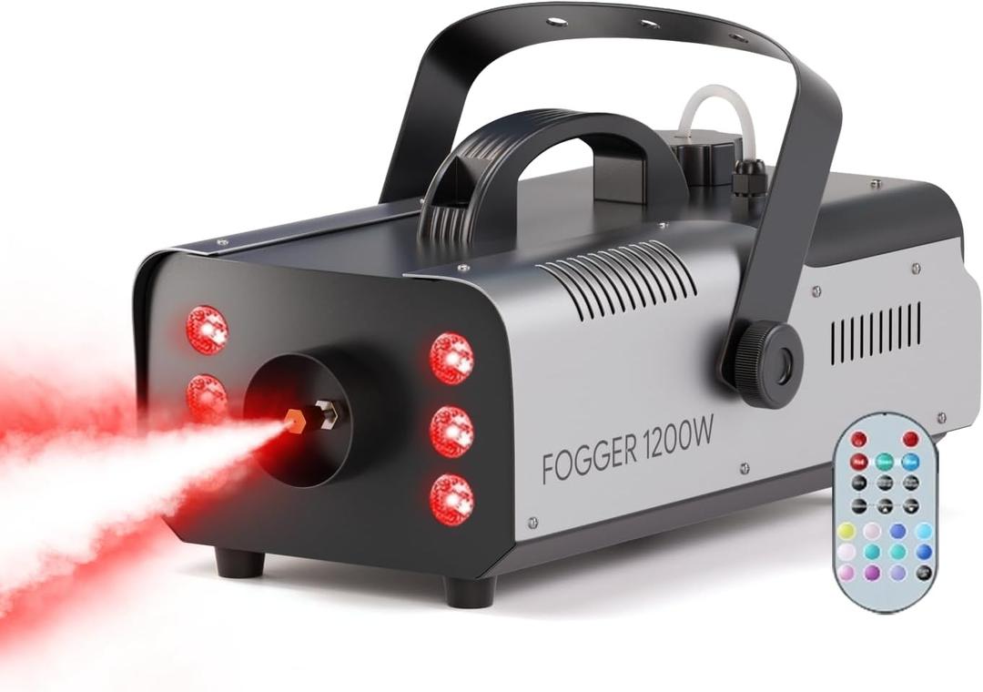 1200W Fog Machine,Halloween Smoke Machine with 6 LED Lights&Remote Control