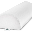 AllSett Health Large Half Moon Bolster Pillow for Legs, Knees, Lower Back and Head, Lumbar Support Pillow for Bed, Sleeping | Semi Roll for Ankle and Foot Comfort - Machine Washable Cover, White