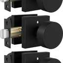 Goldenwarm Black Door Knobs Interior, Zinc Alloy Square Ball Matte Black Privacy Door Knobs for Bedroom, Bathroom,Heavy Duty Interior Door Knob Bulk - Modern & Stylish(3 Pack)