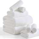 8 Piece Bath Towel Set-2 Oversized Bath Sheets(35"x70"),2 Hand Towels,4 Washcloths-Extra Large Microfiber Towel Sets, Less Lint Highly Absorbent & Quick Dry Bath Towels for Bathroom Gym Pool, White