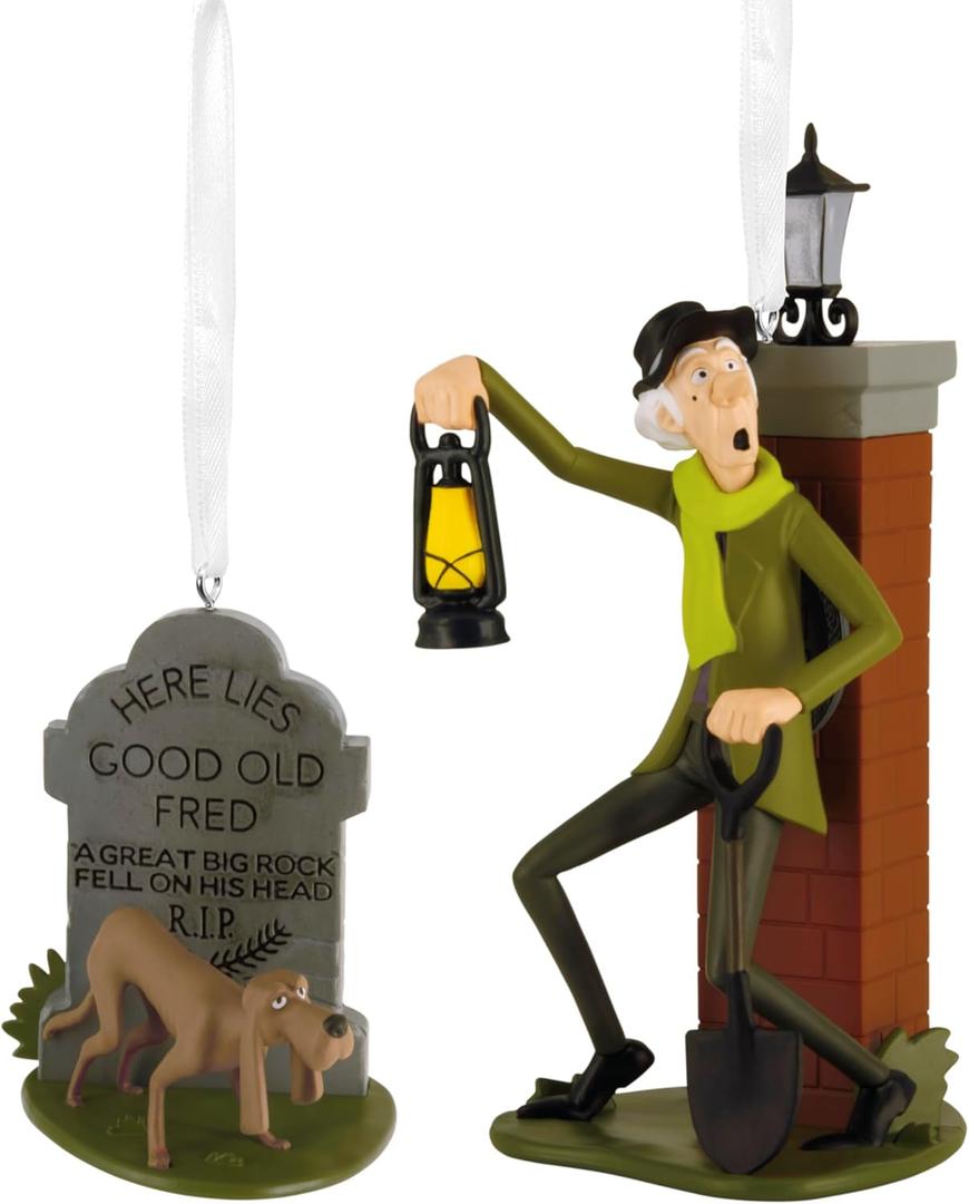 Hallmark Disney The Haunted Mansion Caretaker and Dog Christmas Ornaments, Set of 2, Gifts for Disney Fans