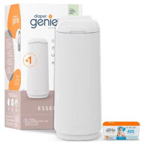 Diaper Genie Essence Odour Lock Diaper Pail, White, 9 Starter Bags