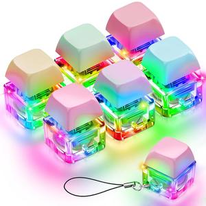 Taiyin 4 Pcs Keyboard Fidget Toy Fidget Clicker Keyboard Keychain Decompression Toys Button Stress Relief Gifts for Adult to Relief Stress Pass The Time(Macaron Colors)
