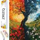Pack of 2, ZRIZQ Tree Paint by Number for Adults,12" Wx16 L Canvas for Painting Kits for Adults in Colorful Box,Paint by Numbers for Home Wall Art Decor-Trees Flowers