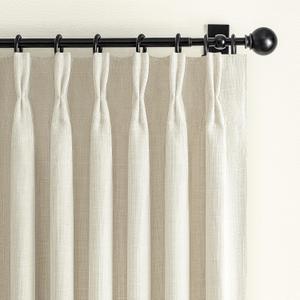 Cream Linen Blackout Small Kitchen Window Curtains 47 Inch Length, Memory Trained Pinch Pleated Thermal Boho Extra Short Curtain Double Layer Soundproof Light Blocking Drapes 2 Panel Set with Back Tab