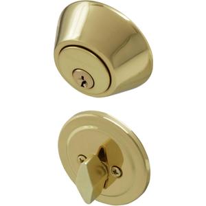Security Door Lock Single Cylinder Deadbolt Lock, 2-3/8" to 2-3/4" Adjustable, Shiny Brass