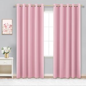 Pink Blackout Curtains 84 Inches Long for Girls Bedroom Decor Set of 2 Panels Grommet Window Light Heat Blocking Darkening Insulated Thermal Black Out Curtains for Living Room Nursery 72x84 Length