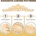 Yerliker 30.5'' X 7.87'' Extra Large Wood Appliques and Onlays Wood Appliques, 3D Paintable Unfinished Rubberwood Onlay for Furniture, Cabinet, Wardrobe, Door, Bed & Wall Decor (Style B)
