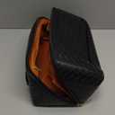 Large Capacity Travel Cosmetic Bag - Portable Makeup Bags for Women Waterproof PU Leather Checkered Makeup Organizer Bag with Dividers and Handle,Toiletry Bag for Cosmetics (Medium, black woven)