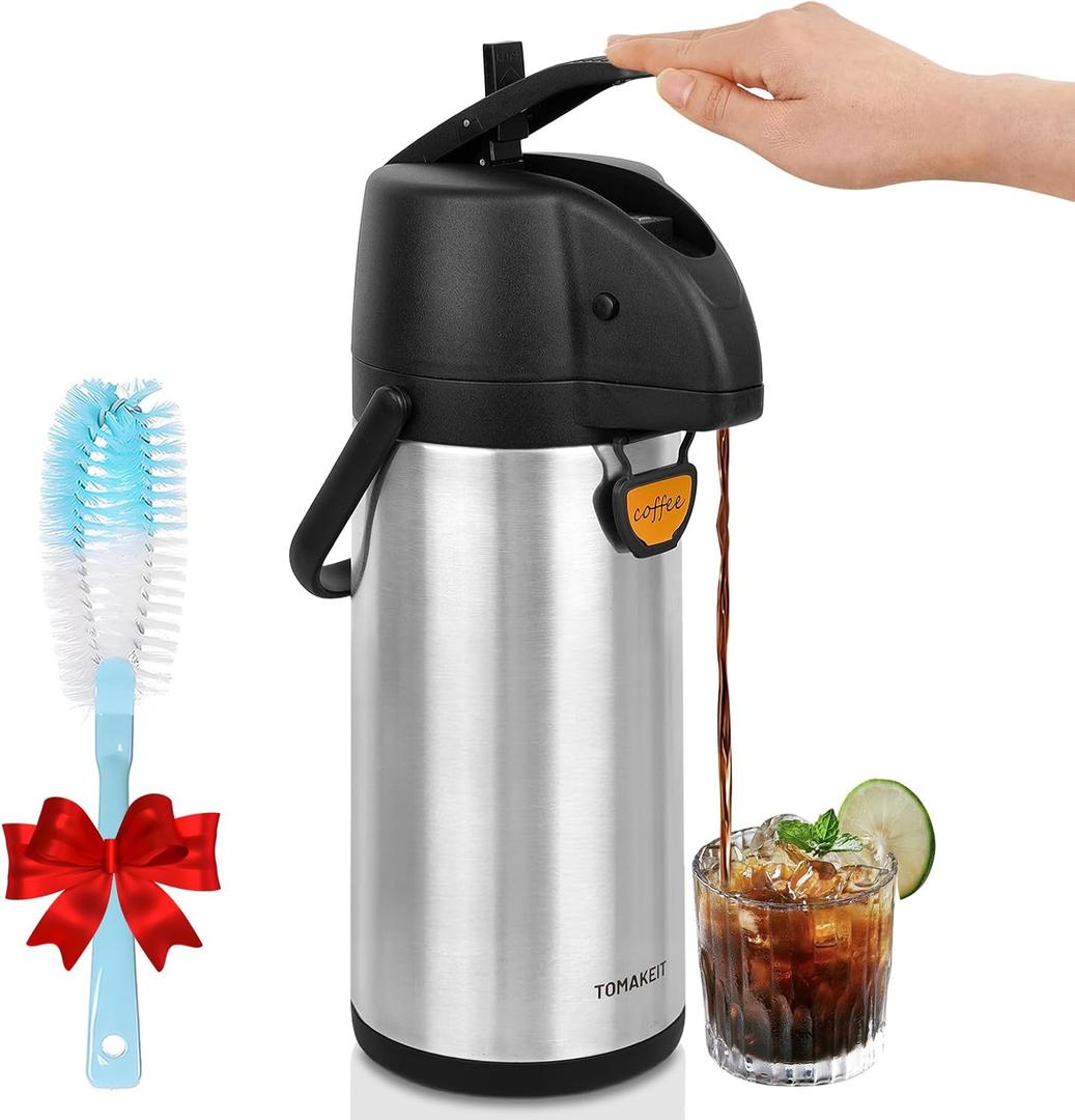 Airpot Coffee Dispenser Thermal with Pump,3L/102 Oz Insulated Stainless Steel Large Airpot Coffee Carafe Lever Action for Hot/Cold Water,Thermal Carafe for Hot Cocoa for Parties (101.4 Ounces)