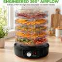 NutriChef Electric Countertop Food Dehydrator - Professional Multi-Tier Food Preserver - Dehydrates Fish, Meats, Mushrooms, Fruits & Vegetables - 5 Easy to Clean Stackable Trays., One Size, Black