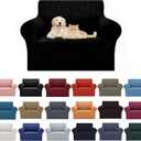 2025 New Stretch Chair Sofa Slipcovers Couch Cover for 1 Seater Furniture Protector Sofa Covers with Elastic Bottom Jacquard Fabric Small Checks for Pets, Kids - Black