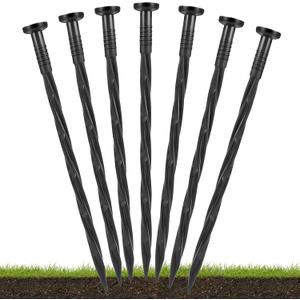 100 Pack Plastic Landscape Anchoring Stakes Plastic Edging Garden Spikes Spiral Ground Stakes Nylon Spikes for Paver Edging, Weed Barriers, Turf, House Construction