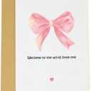 New Baby Girl Card  Welcome Baby Greeting Card for Parents  Cute Pink Bow Congratulations Card for Newborn Arrival Baby Shower Pregnancy Gift or Baby Announcement (Type-A)