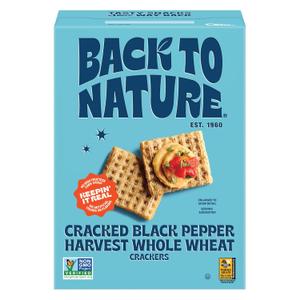 Back to Nature - Cracked Black Pepper Whole Wheat Crackers - Non-GMO, Made with Whole Grain Wheat & Sea Salt - Seriously Tasty Snacks - 7 Ounce (EXP 05/24/26)