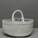 ABenkle Baby Diaper Caddy, Nursery Storage Bin and Car Organizer for Diapers and Baby Wipes, Cotton Rope Diaper Basket Caddy, Changing Table Diaper Storage Caddy
