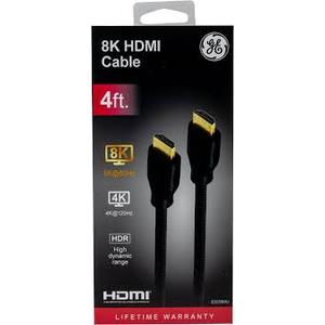 GE 8k HDMI 2.1 Cable, 4 ft