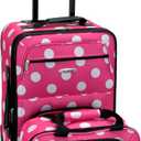 Rockland Fashion Softside 2 Piece Luggage Set, Expandable, (14" Tote/19" Upright), Pink Dot