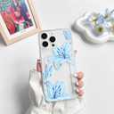 2 x NITITOP Compatible with iPhone 14 Pro Max Case with Card Holder Clear Cute Floral Lily Flowers Butterfly for Women Girls Soft TPU Shockproof Wallet Case Protective Phone Cover - Blue