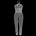 Women's Sexy Mesh Bodystocking Fishnet Lingerie See Through Dress Stretches Tight Halter Bodysuit Crotchless (White)