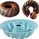 FunSiltasy Silicone Cake Mold Flower Shaped - Non-Stick Pan, Reusable Flexible Baking Mold for Cakes Cupcakes Chocolate, Easy to Clean Blue Baking Supplies