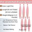 Light Pink Braiding Hair Pre stretched Hypoallenic Box Braiding Hair Extensions Feed in Braids Synthetic Crochet Braids