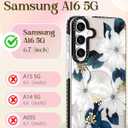 Lotadilo Cute Case for Samsung Galaxy A16 for Women Girls - Funny Blue Flower Design Compatible with Magsafe Magnetic Ring Holder Kickstand Fashion TPU Phone Covers