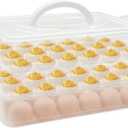 3 Layer Deviled Egg Containers with Lid,Portable Deviled Egg with Handle,Egg Carrier Holder Tray with 72 Holes for Thanksgiving Day,Party Favor Home Kitchen Refrigerator Supplies