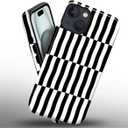 for iPhone 15 Plus Case,HL2 Plaid Stripes Black White Hybrid 2 Layer Hard Shell Silicone Protective Pattern Design Case