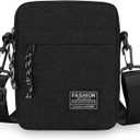 Crossbody Bags for Men Women Travel Shoulder Bag Phone Wallet Purse Small Casual Messenger Handbag for Work Hiking Traveling (Black)