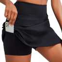 RUNNING GIRL Women's Tennis Skirts with Pockets High Waisted Tummy Control Casual Athletic Workout Golf Skorts (Black, S)