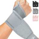 HiRui 2-Pack Ultra-Thin Mesh Wrist Wraps - Breathable, Adjustable Wrist Support for Workouts & Daily Use - Unisex Wrist Brace for Pain Relief, Tendonitis, Carpal Tunnel - One Size Fits All (Gray)
