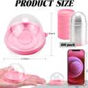 PRALB 100 Set 2.75x2.75x2 inch Mini Cupcake Boxes Clear Plastic Muffin Pod Dome Muffin Single Container Box Wedding Birthday Gifts Supplies for Cheese Pastry Dessert Mooncake (round, pink)