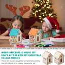 DoubleFill 48 Pcs Wood Gingerbread House DIY Craft Kit for Kids DIY Christmas Village Houses for Holiday Classroom Activities with 12 Color Markers Paint Your Own Wooden Birdhouse Set for Kids Gifts