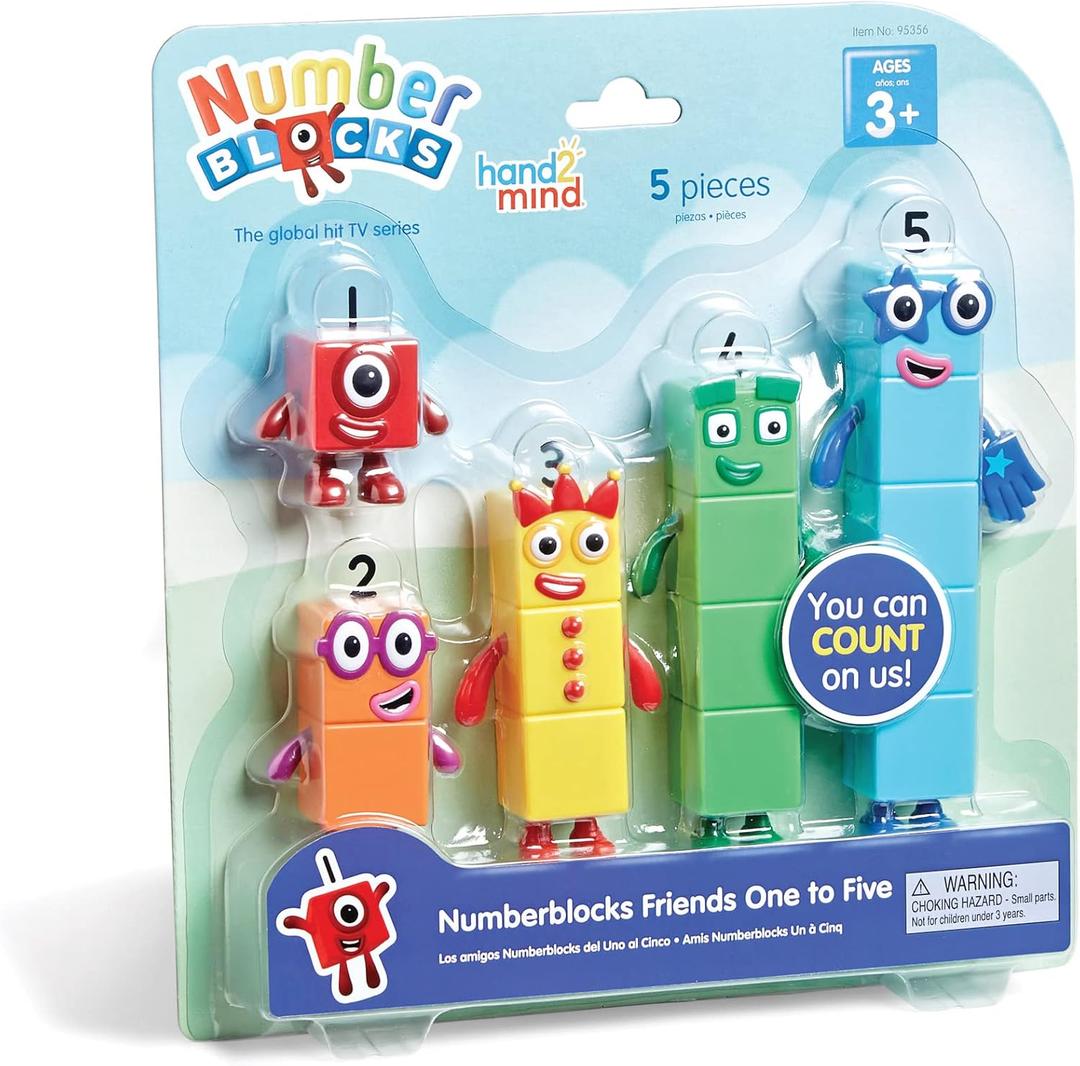 hand2mind Numberblocks Friends One to Five, Action Figure Set, Toy Figures & Playsets, Small Figurines for Kids, Counting Blocks, Numbers for Toddlers, Math Toys, Kids Birthday Gifts