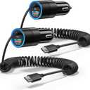 USB C Car Charger Fast Charge,2-Pack 38W PD 3.0 USB C Cigarette Lighter USB Charger with 3.5FT Type C Cable,Car Adapter Compatible with Samsung S25/S24/S23/S22 Ultra,iPhone 16 15 Pro Max SE,iPad,Pixel