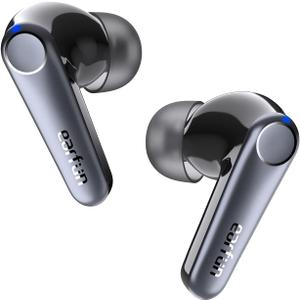 EarFun Air Pro 3 Noise Cancelling Earbuds, Qualcomm aptX Adaptive Sound, 6 Mics CVC 8.0 ENC, Bluetooth 5.3 Earbuds, Multipoint Connection, 45H Playtime, App Customize EQ, Wireless Charging (Black)