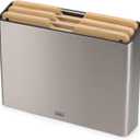 Joseph Joseph Folio Premium 3-Piece Bamboo Cutting Board Set, Stainless Steel Slimline Case for Organized Kitchen Storage (3.4"L x 15"W)