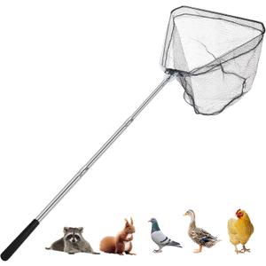 Chicken Catching Net, Animal net with Extendable 46 Inch Stainless Steel Pole, Chicken Net for Chickens, Ducks, Birds Cats, DogsFishnet, Chicken Catcher for Poultry Supplies