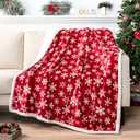 PAVILIA Red Snowflake Christmas Sherpa Throw Blanket, Ultra Soft Reversible Fleece Sherpa 50x60 Winter Blanket for Couch & Bed, Cozy Christmas Home Decor