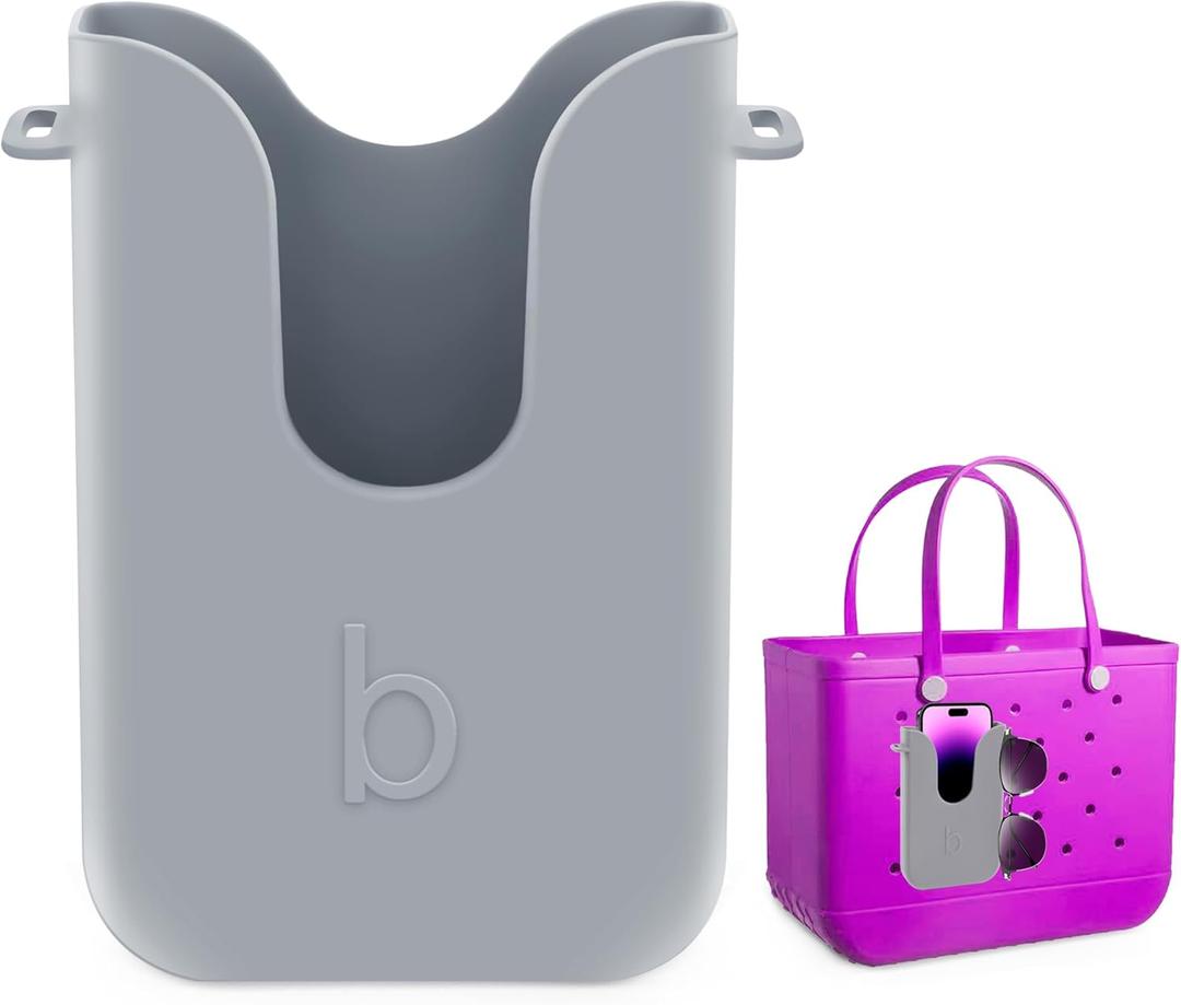 Silicone Phone Holder for Bogg Bags, Compatible Phone Case Attachment, Beach Tote Bag Accessory – Ideal Phone Holder for Bogg & Similar Beach Bags (Gray)