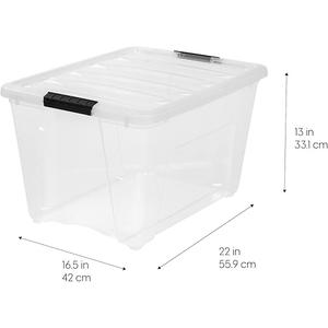 IRIS USA 54 Qt Stackable Plastic Storage Bins with Lids, 1 Pack - BPA-Free, Made in USA - See-Through Organizing Solution, Latches, Durable Nestable Containers, Secure Pull Handle - Clear