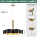 Modern Black Chandelier 6-Light Adjustable Height Pendant Lighting | 28" Sleek Black Finish, Versatile Design, Fits Living Room/Dining Room/Hallway Over Table
