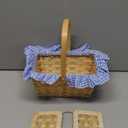 Mini Picnic Basket, Costume Accessory, Small Gingham Picnic Hamper for Halloween Women Costume Cosplay Accessory Hooded Cape Masquerade Dress up(Blue and White)