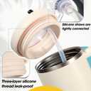 6 x 40 Oz Tumbler Flip Straw Lid for Stanley Quencher, Silicone Leak Proof Replacement Cover Reusable, Splash Resistant Cup Lids Accessories with Cleaning Brush Set (Cream)