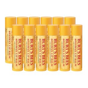 Burt's Bees Lip Balm - Original Beeswax 12 Count Pack in Bulk, Lip Moisturizer With Responsibly Sourced Beeswax, Tint-Free, Natural Origin Conditioning Lip Treatment, 12 Tubes, 0.15 oz (12 Count (Pack of 1))